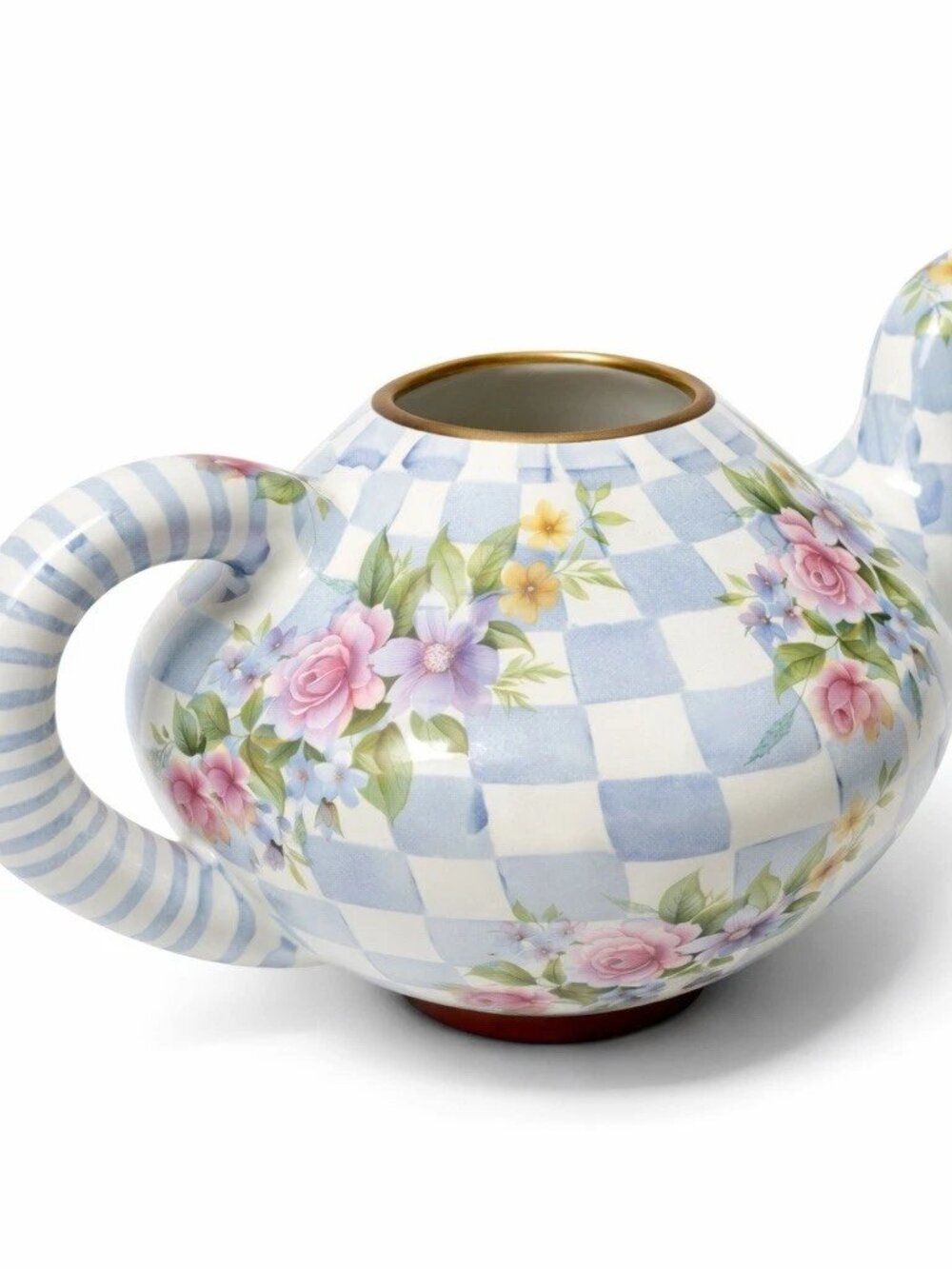 MacKenzie-Childs Morning Glory Honeymoon Blue 72oz Ceramic Teapot c.1995 -No Lid